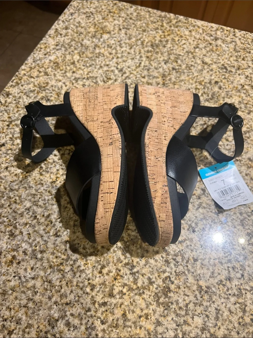 Reef Black Cork Wedge Sandals